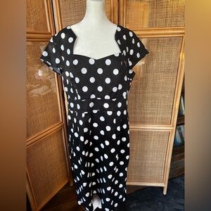 NWT Black and White Polka Dot Midi Dress